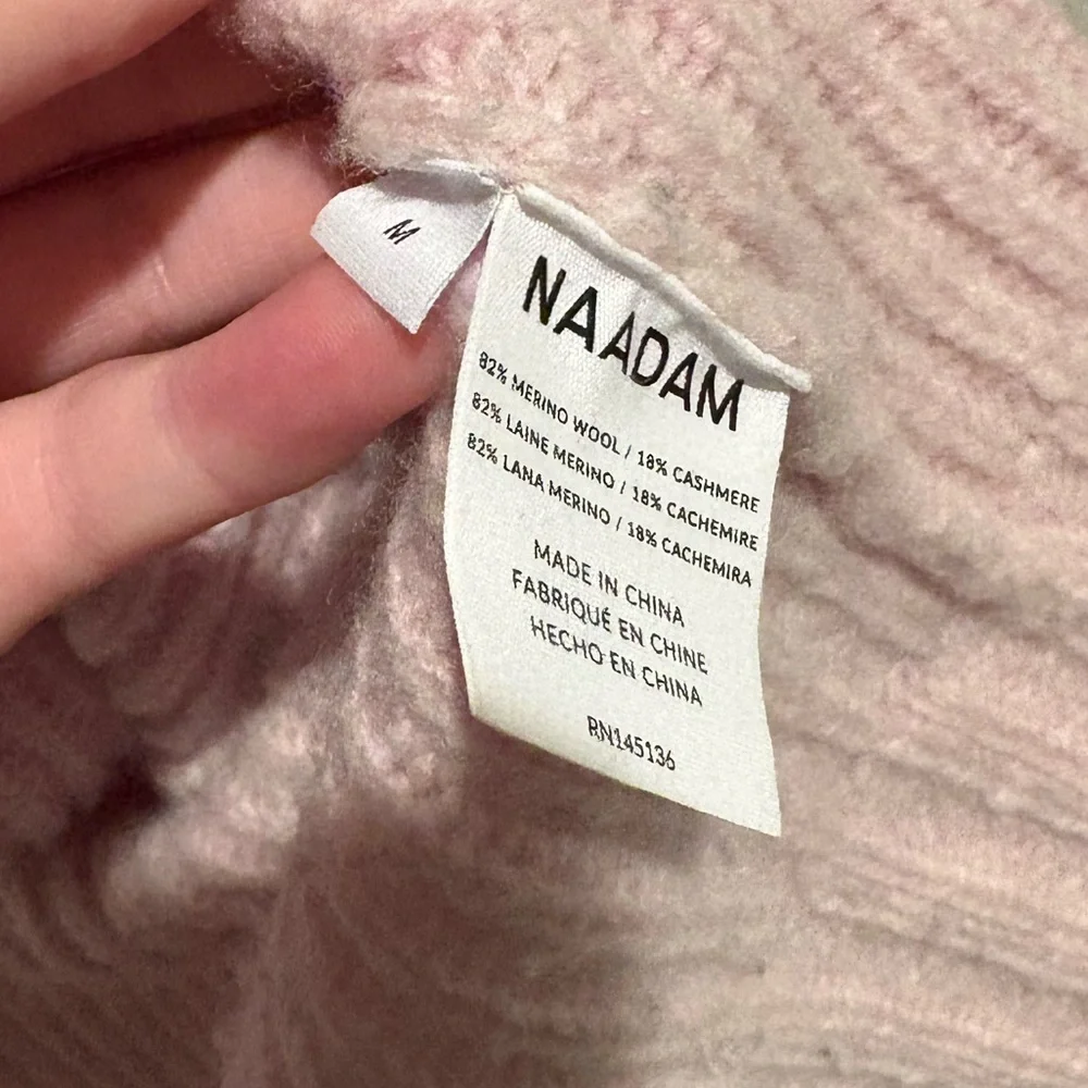 NAADAM Merino Wool & Cashmere Shawl Cardigan Ballet Light Pink Size Medium - Picture 2 of 4